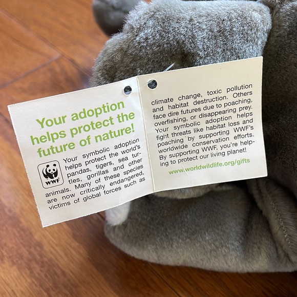 WWF Adoption ELEPHANT NEW Plush Animal Wild Republic Gray Grey NWT 15” - Picture 7 of 9